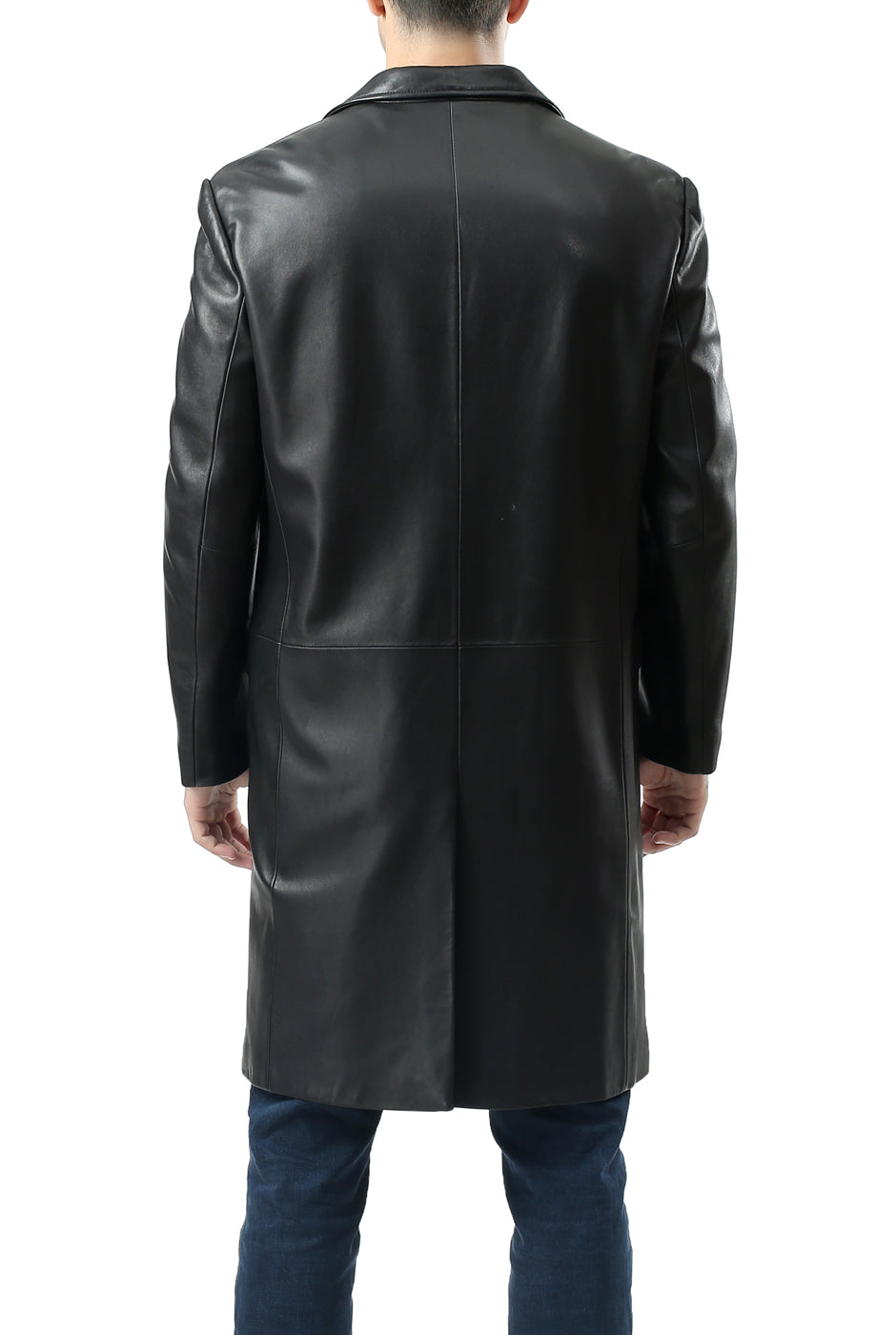 BGSD Men New Zealand Lambskin Leather Long Walking Coat