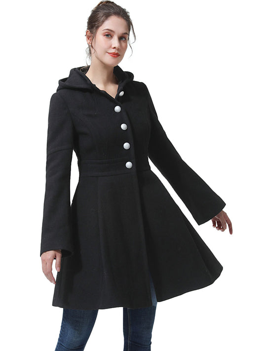 BGSD Women Zoe Fit & Flare Hooded Wool Coat