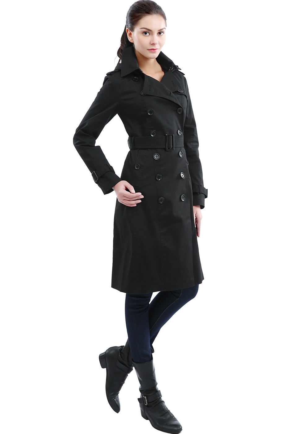 BGSD Women Chloe Waterproof Classic Hooded Long Trench Coat