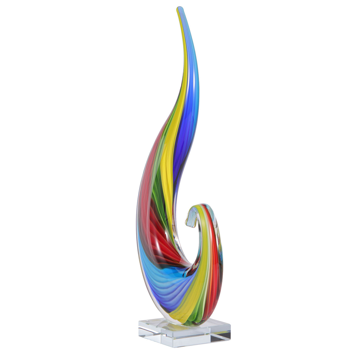Hand Blown Rainbow Swirl Sommerso Art Glass Sculpture 12-15 inch tall
