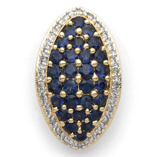 14k Yellow Gold Sapphire and Diamond Pendant