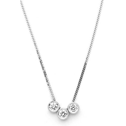 18k White Gold Three-Stone Diamond Necklace