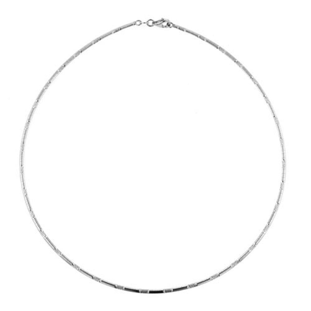 14k White Gold Italian Reversible Omega Chain Necklace 1.80mm wide 15.5 inch long
