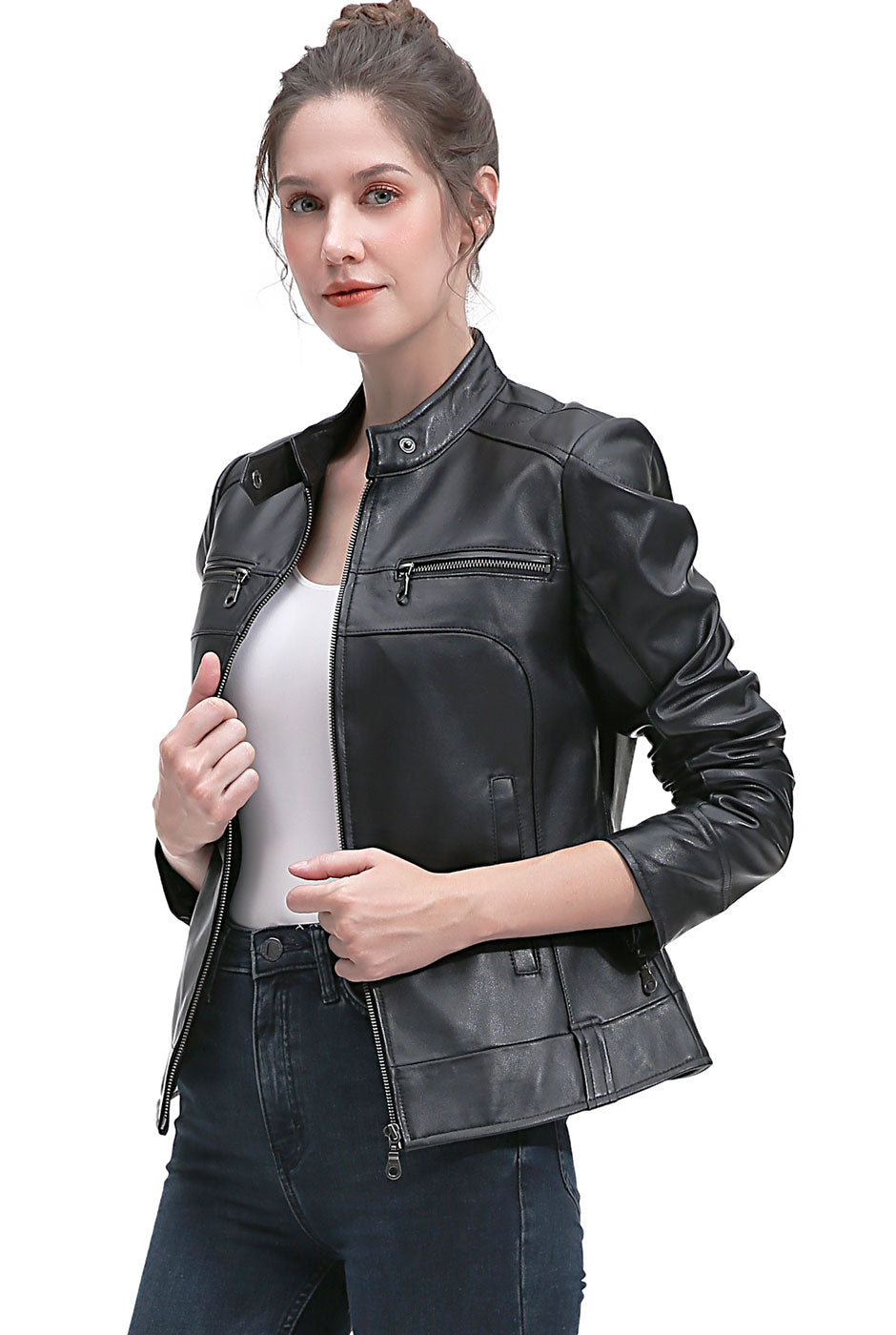 BGSD Women Adele Lambskin Leather Jacket