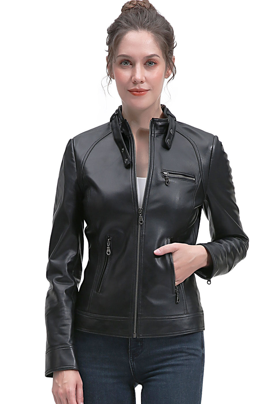 BGSD Women Casey Lambskin Leather Jacket