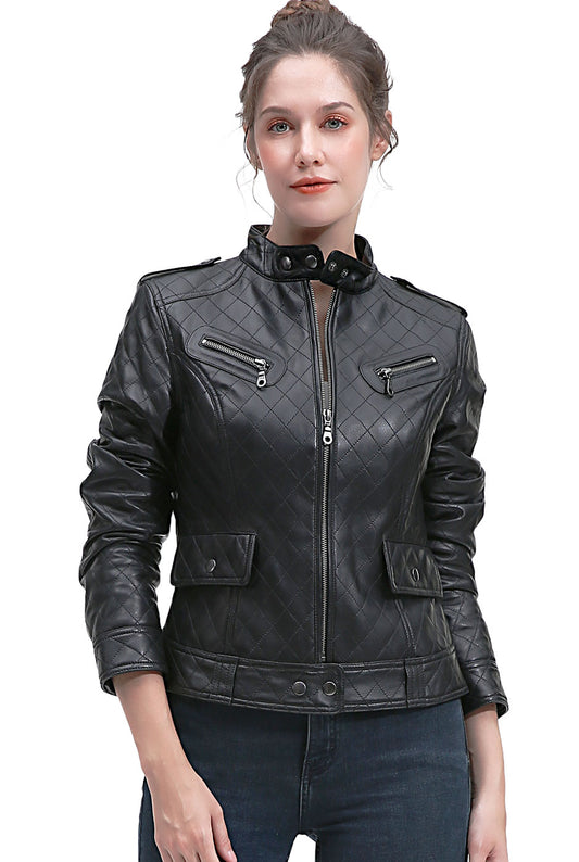 BGSD Women Clara Lambskin Leather Jacket