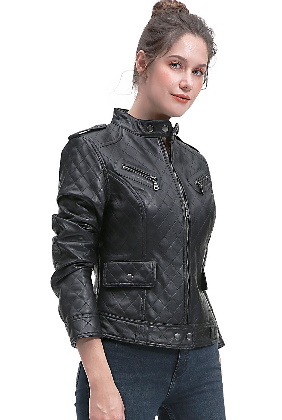 BGSD Women Clara Lambskin Leather Jacket