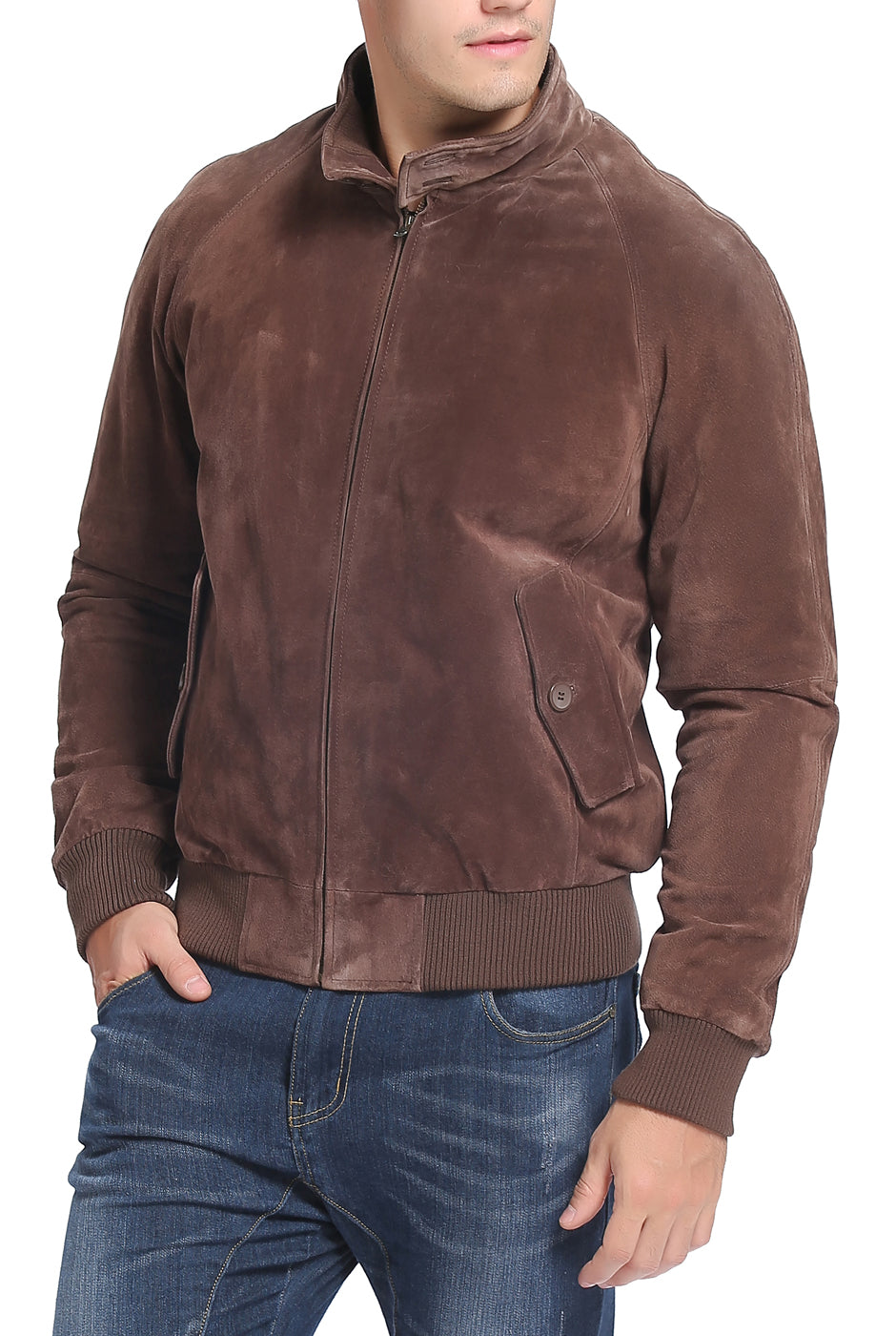 Landing Leathers Men WWII Suede Leather Bomber Jacket