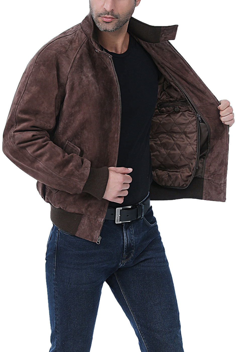Landing Leathers Monogram Collection Men WWII Suede Leather Bomber Jacket