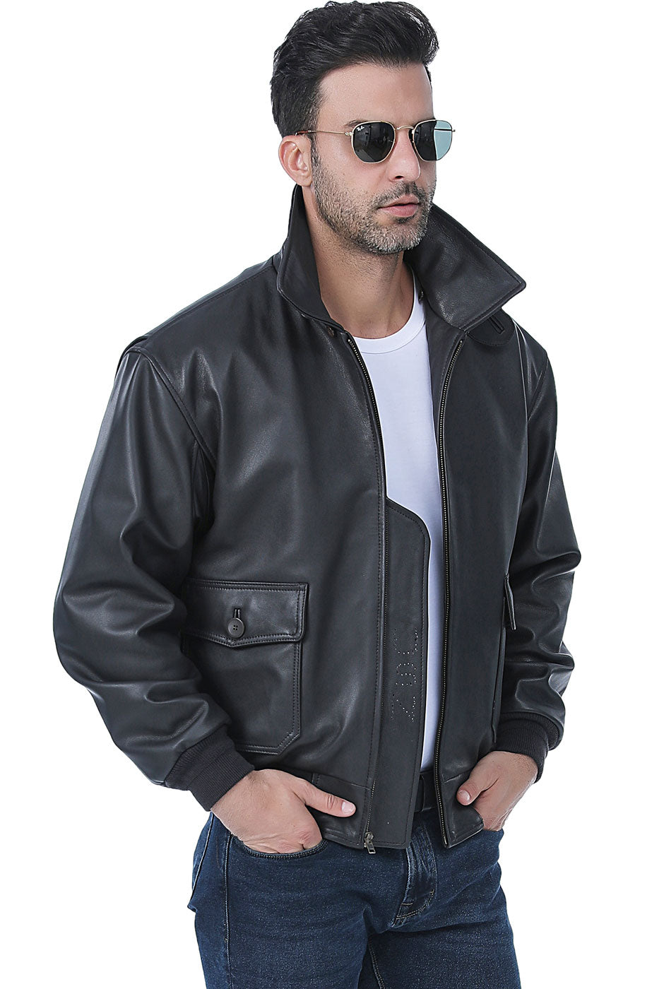 Goatskin deals bomber jacket