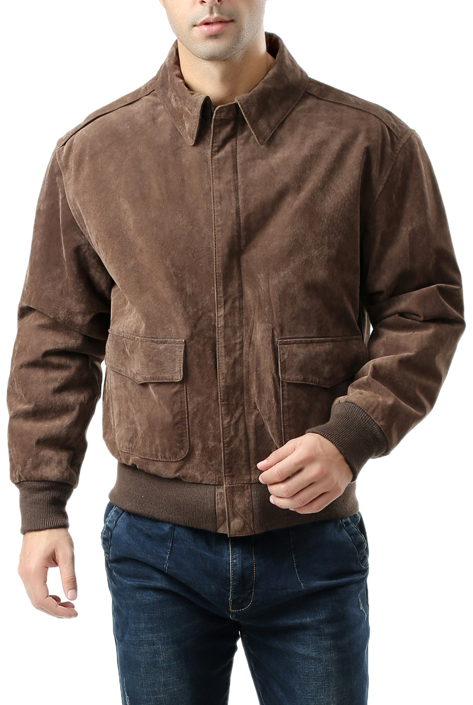 Landing Leathers Monogram Collection Men Air Force A-2 Suede Leather Flight Bomber Jacket