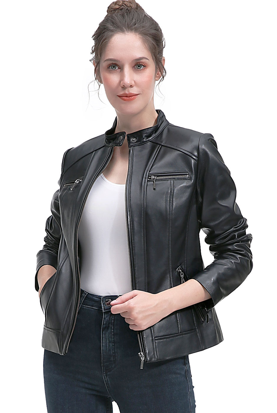 BGSD Women Kaira Lambskin Leather Jacket