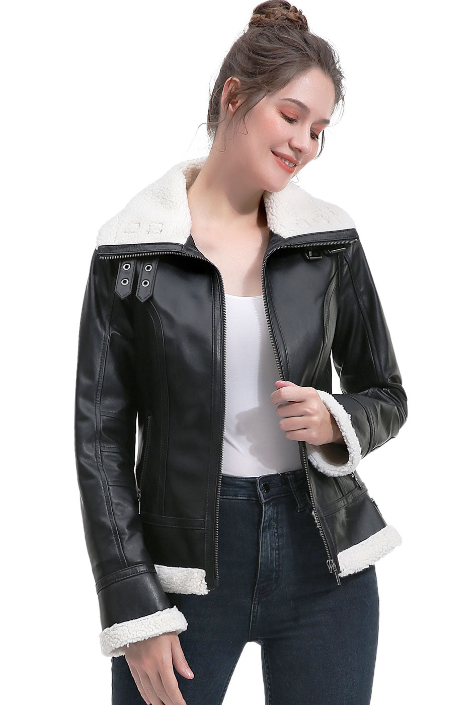 BGSD Women Hessa Lambskin Leather Jacket