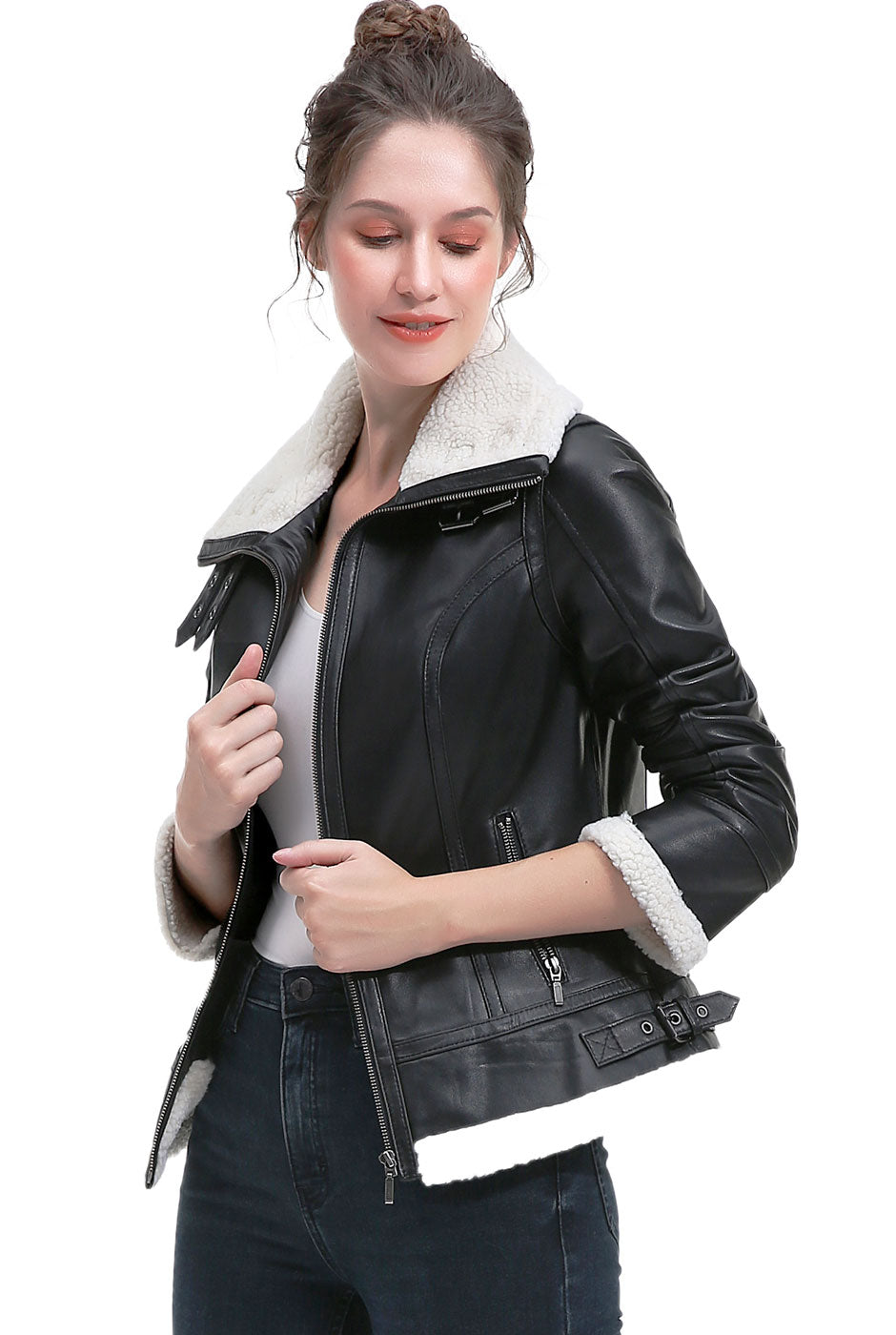 BGSD Women Hessa Lambskin Leather Jacket