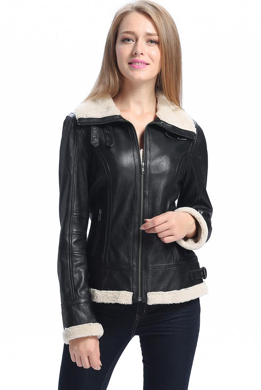 BGSD Women Brittany Lambskin Leather Jacket