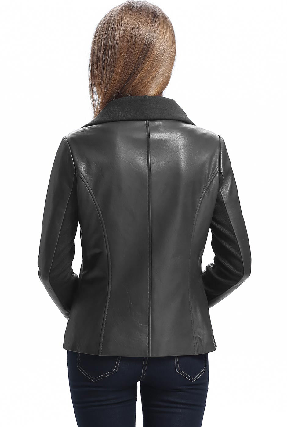 BGSD Women Lily Lambskin Leather Drape Jacket – Luxury Lane