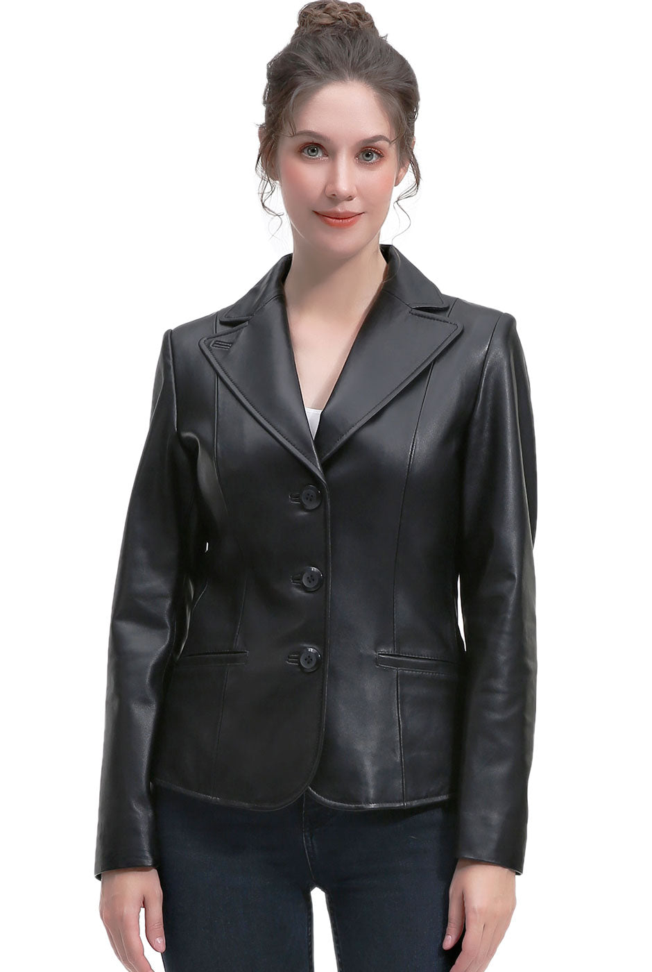 BGSD Women Norah Lambskin Leather Blazer Jacket – Luxury Lane
