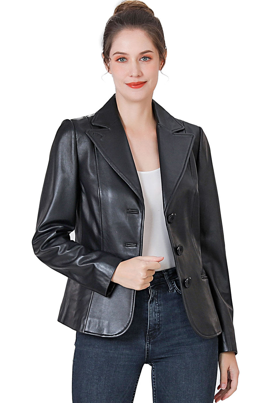 BGSD Women Nala Lambskin Leather Blazer Jacket – Luxury Lane