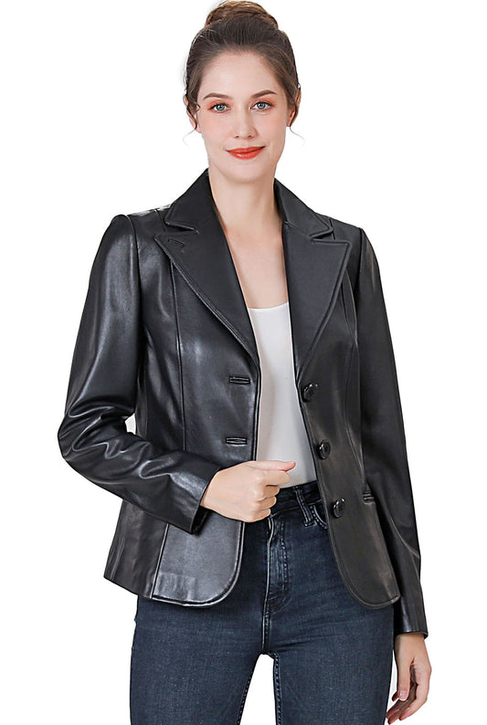 BGSD Women Nala Lambskin Leather Blazer Jacket