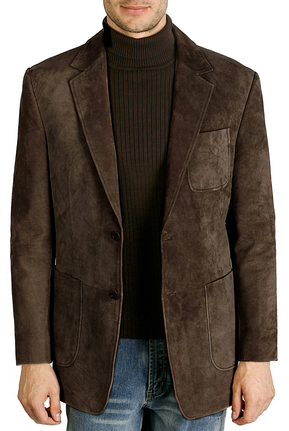 BGSD Men Steve Classic Two-Button Suede Leather Blazer