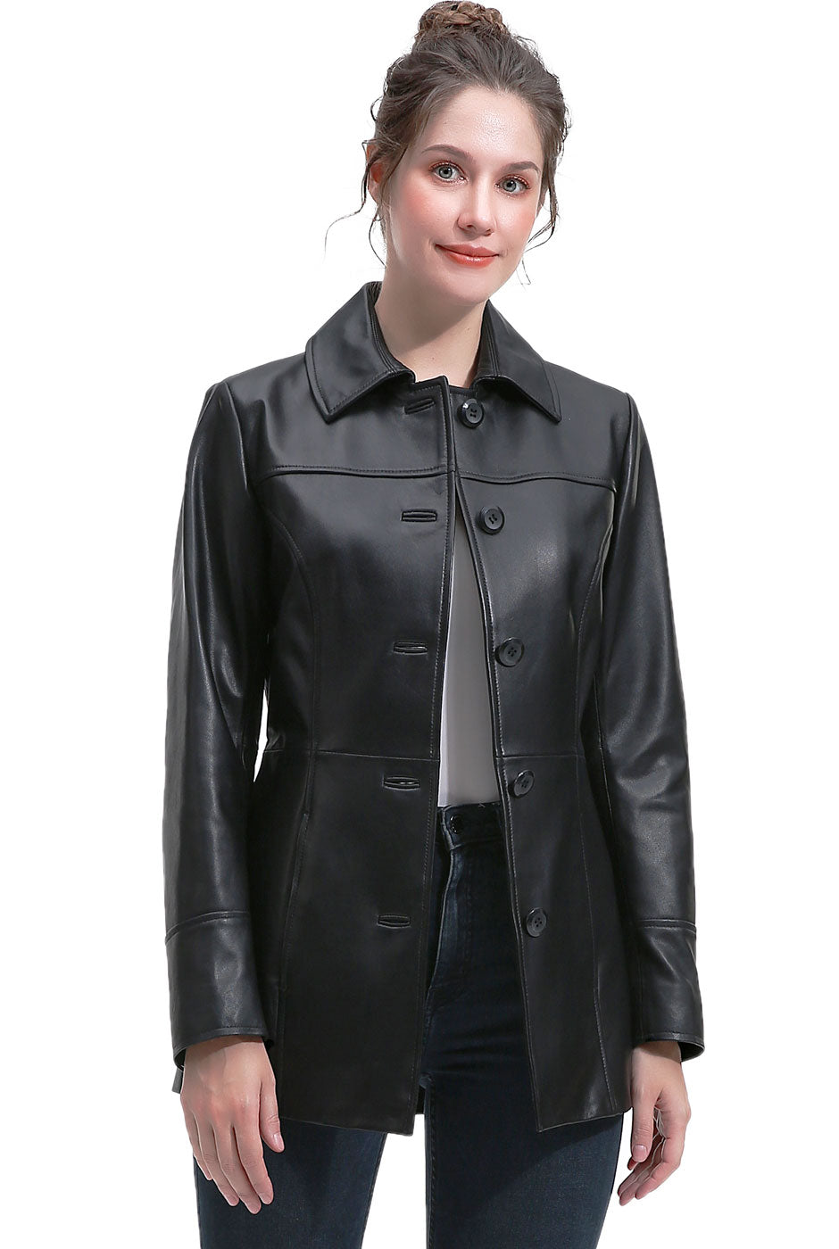 BGSD Women Sofia Lambskin Leather Coat