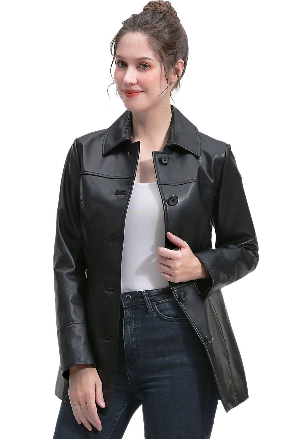 BGSD Women Sofia Lambskin Leather Coat