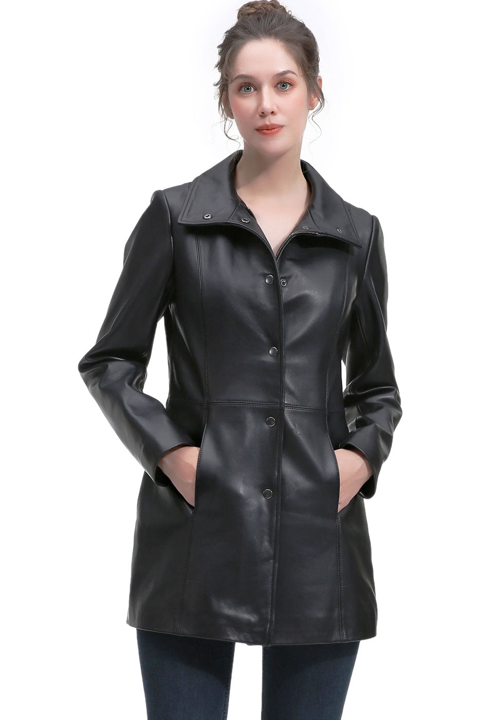 BGSD Women Rosie Lambskin Leather Coat