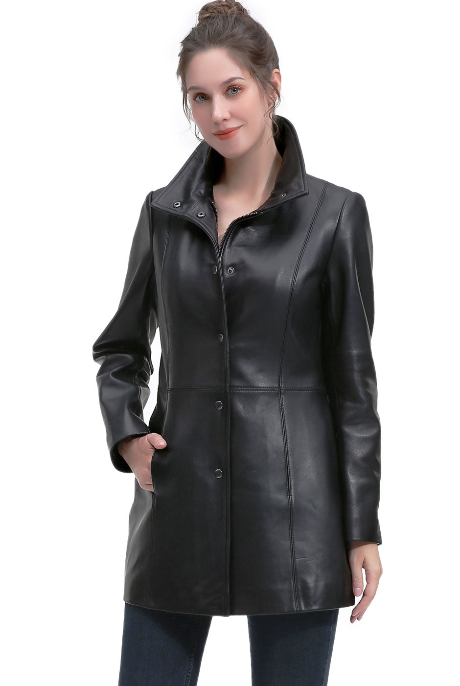 BGSD Women Rosie Lambskin Leather Coat