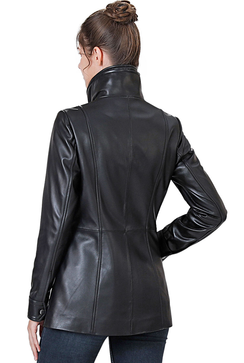 BGSD Women Kara Lambskin Leather Scuba Jacket
