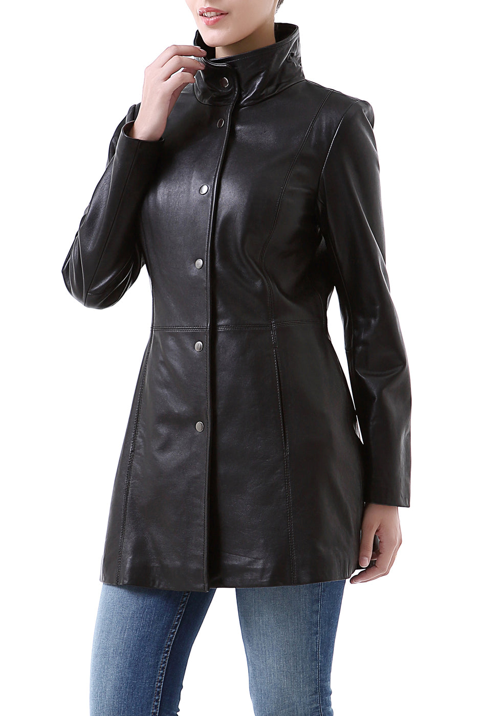 BGSD Women Jocelyn Lambskin Leather Car Coat – Luxury Lane