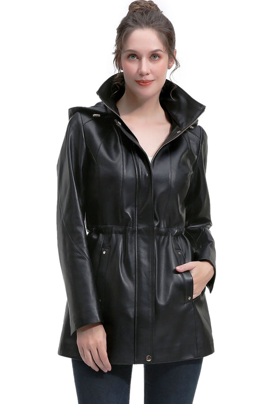 BGSD Women Elena Lambskin Leather Parka Coat