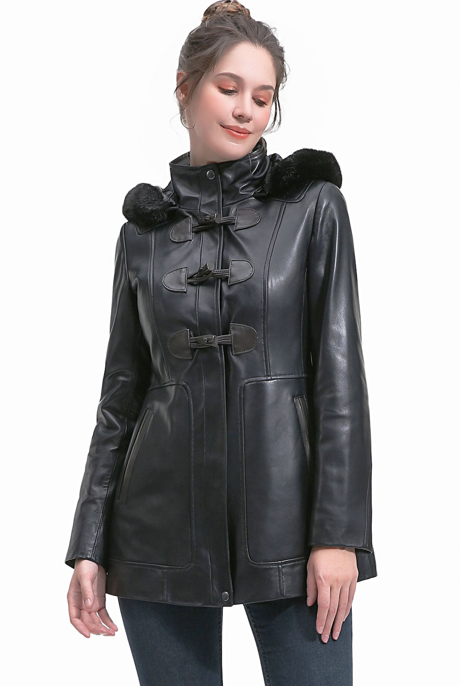 BGSD Women Flora Lambskin Leather Toggle Coat – Luxury Lane