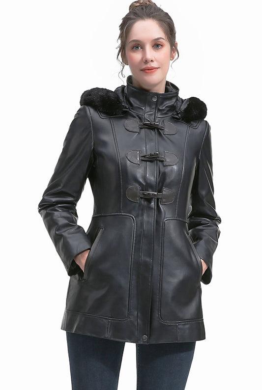 BGSD Women Flora Lambskin Leather Toggle Coat