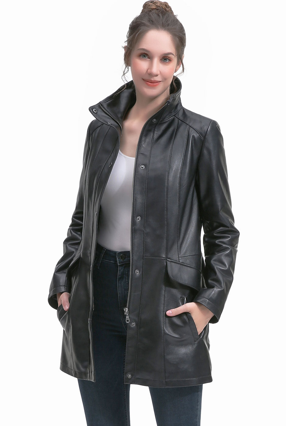 BGSD Women Imani Lambskin Leather Coat