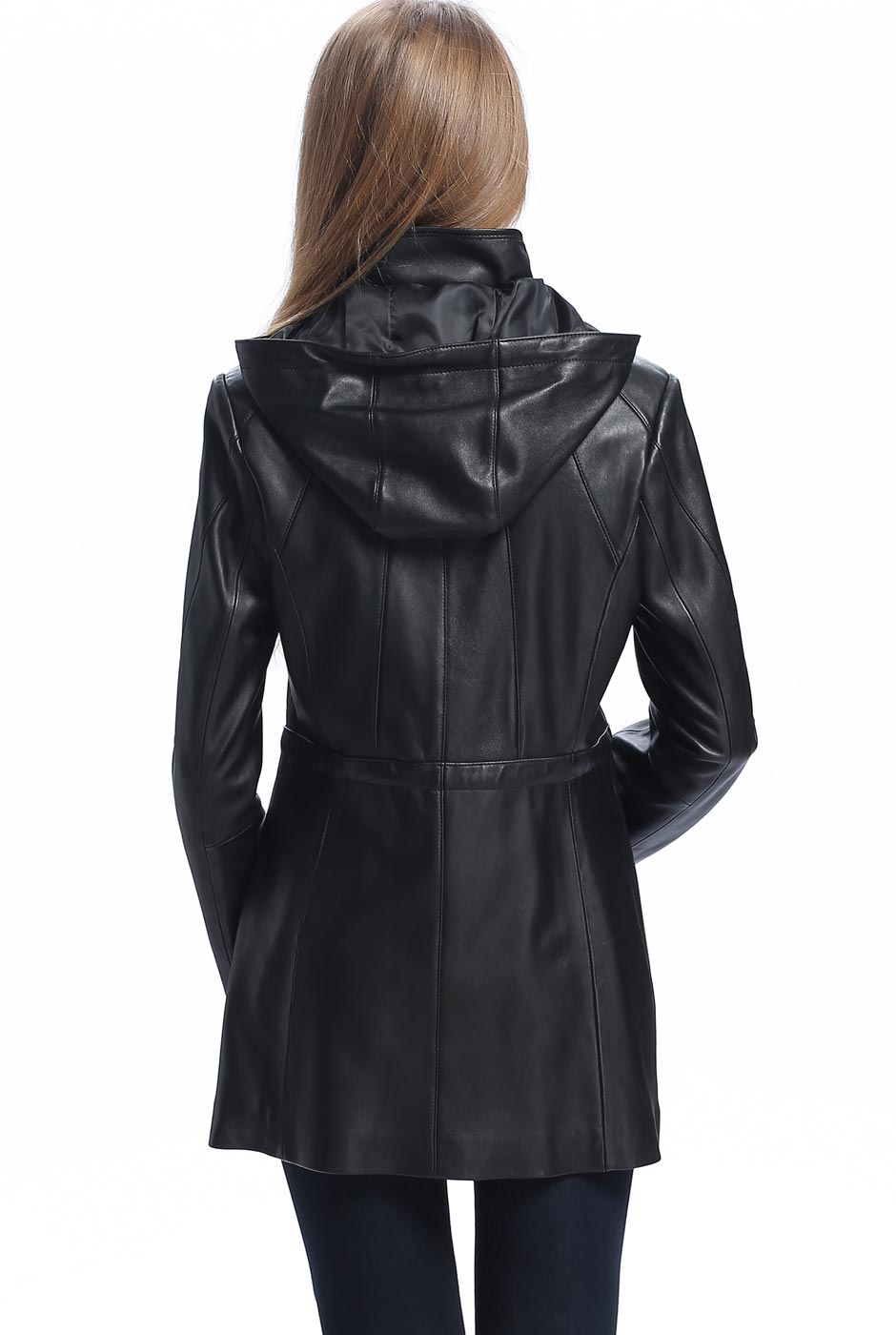 BGSD Women Natalie Hooded Lambskin Leather Coat – Luxury Lane