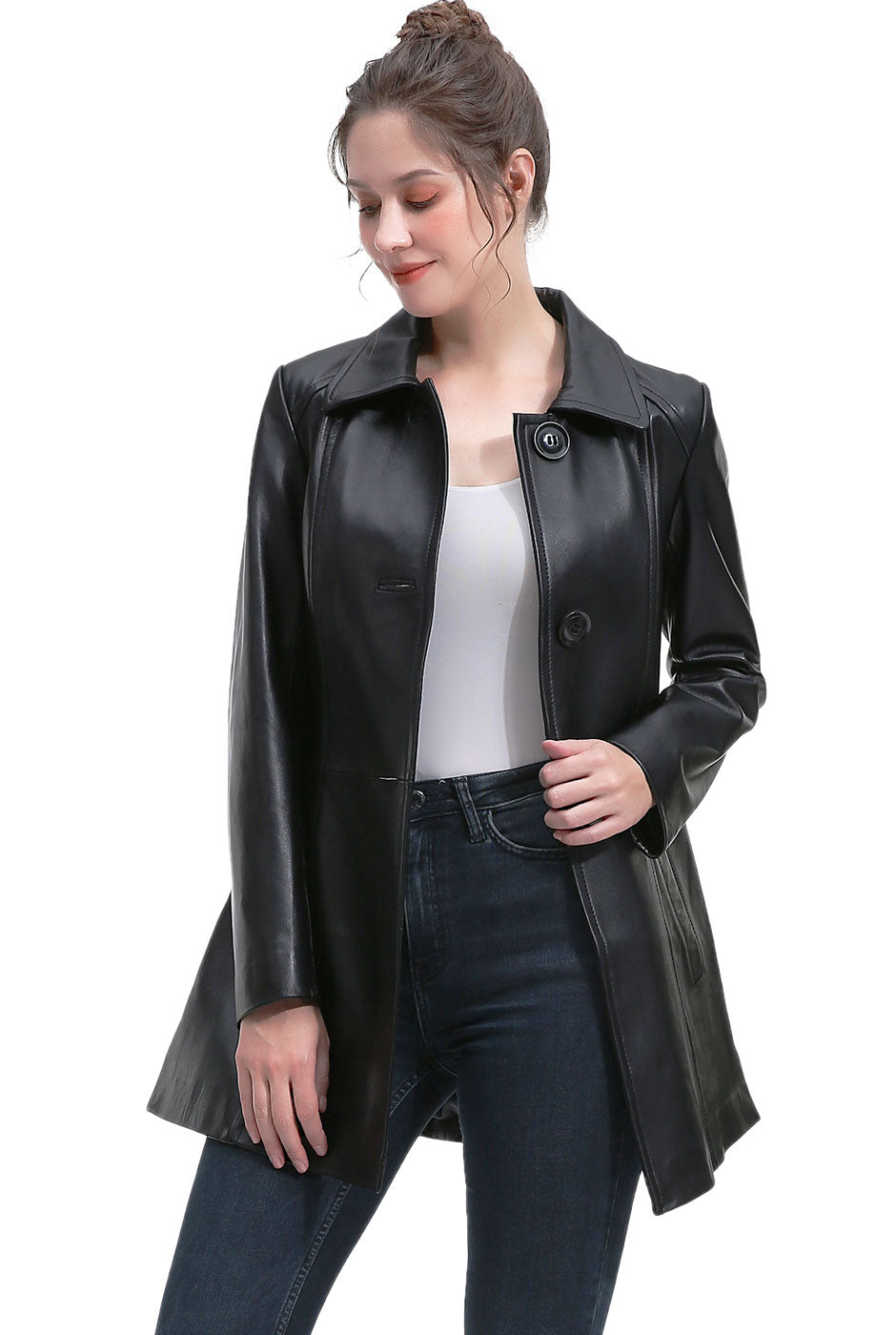 BGSD Women Marah Lambskin Leather Coat
