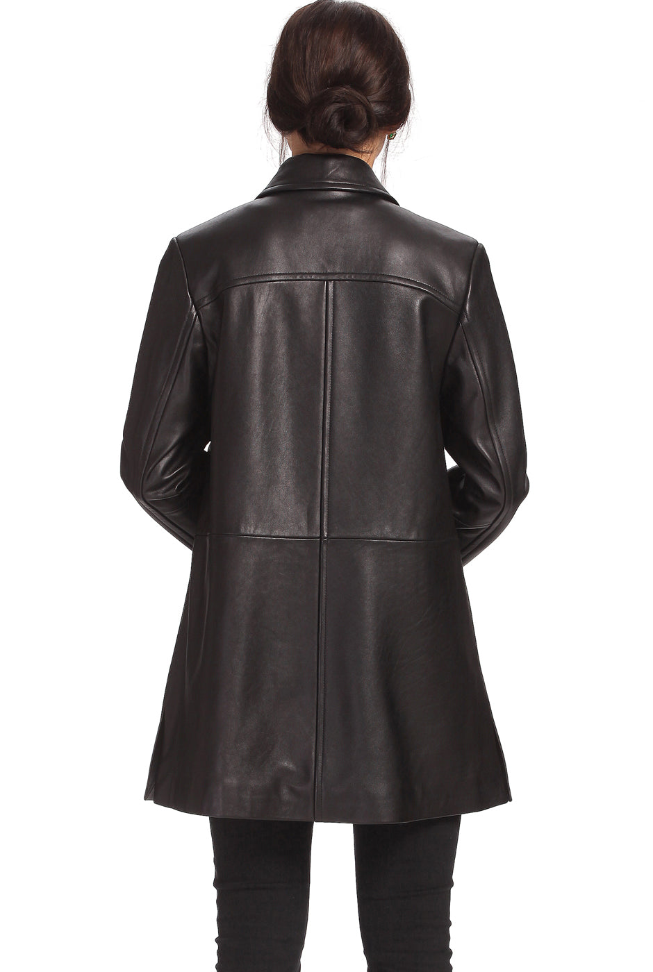 BGSD Women Hannah Lambskin Leather A-Line Coat