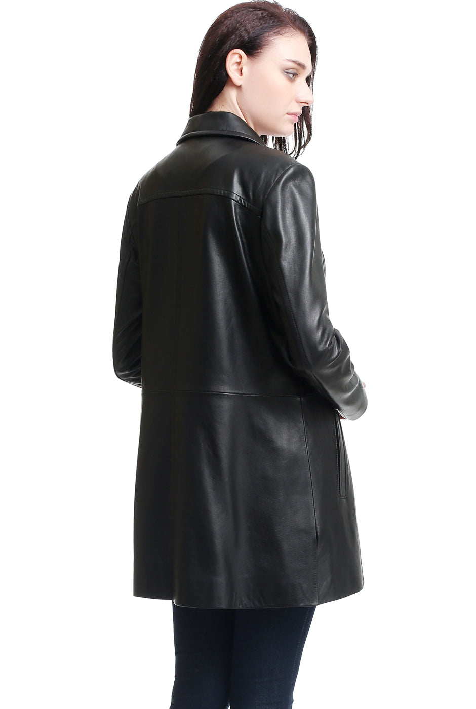 BGSD Women Sarah Lambskin Leather A-Line Coat – Luxury Lane