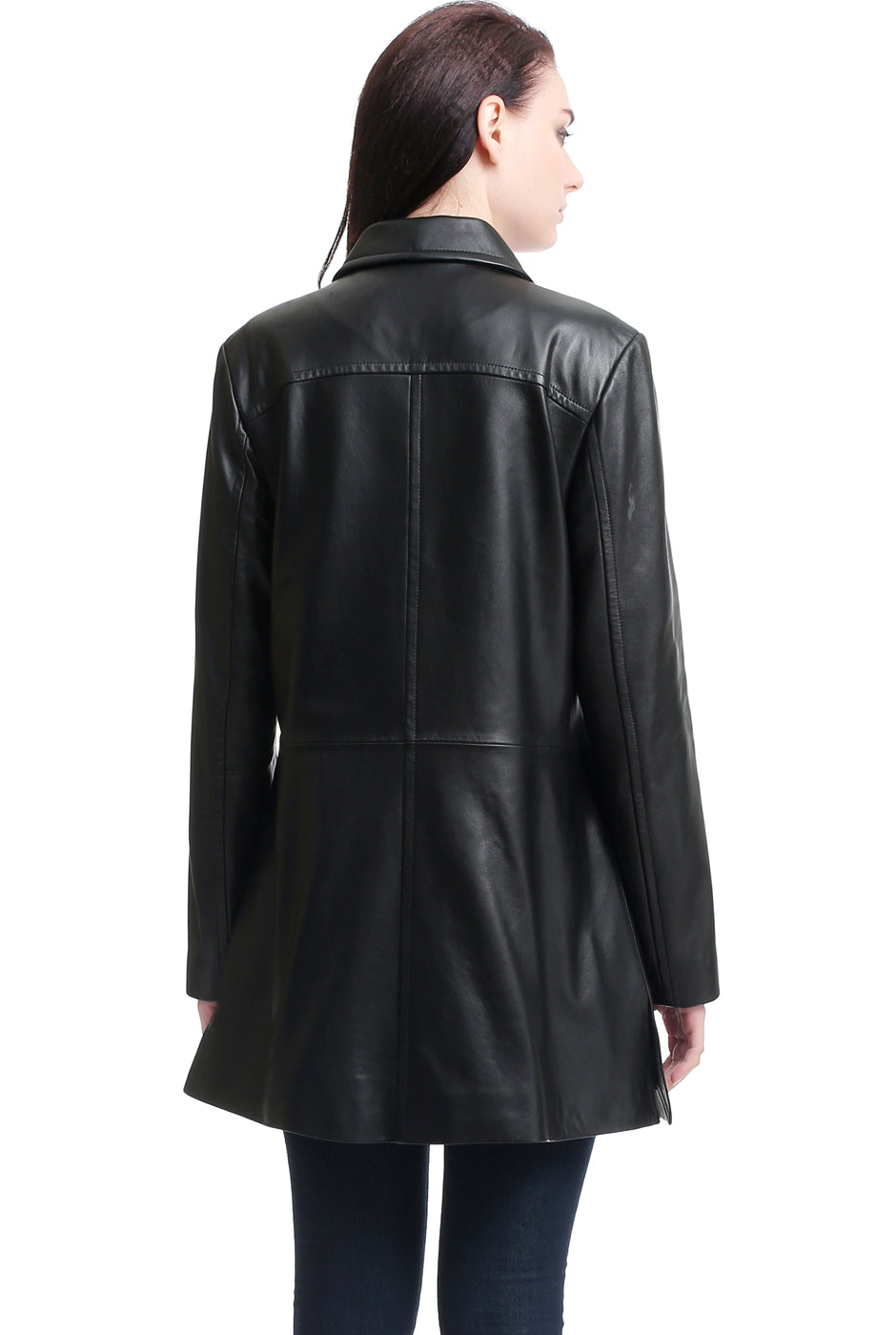 BGSD Women Sarah Lambskin Leather A-Line Coat