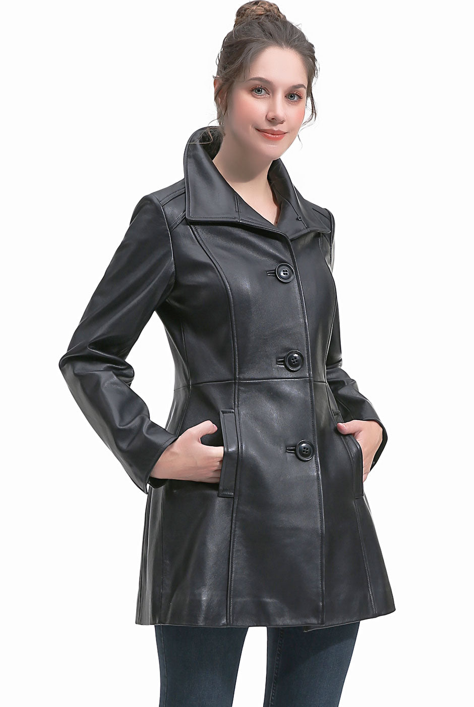 BGSD Women Sarai Lambskin Leather Coat – Luxury Lane