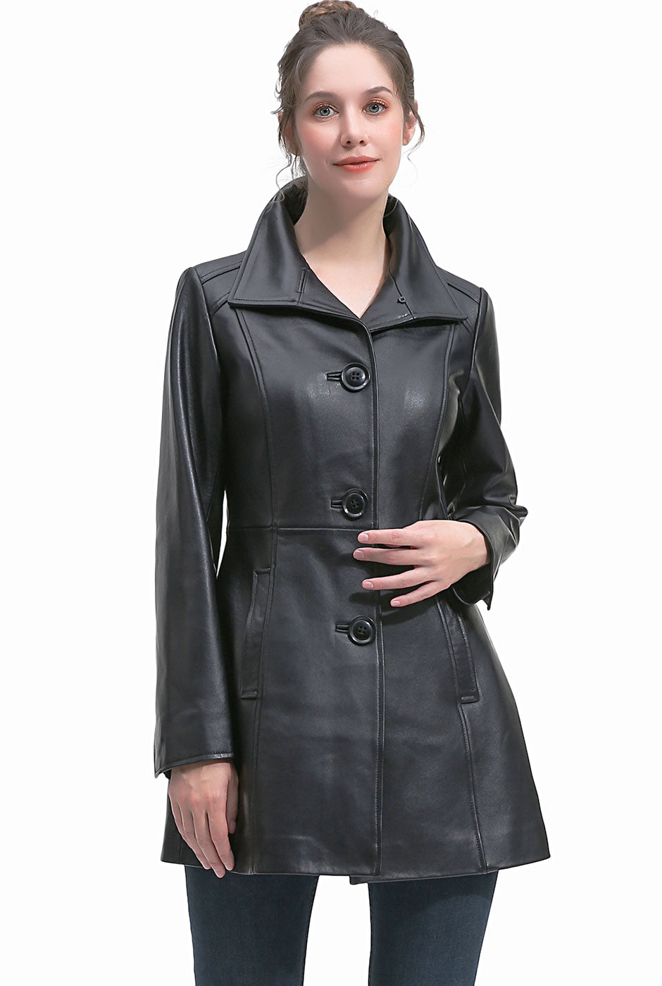 BGSD Women Sarai Lambskin Leather Coat