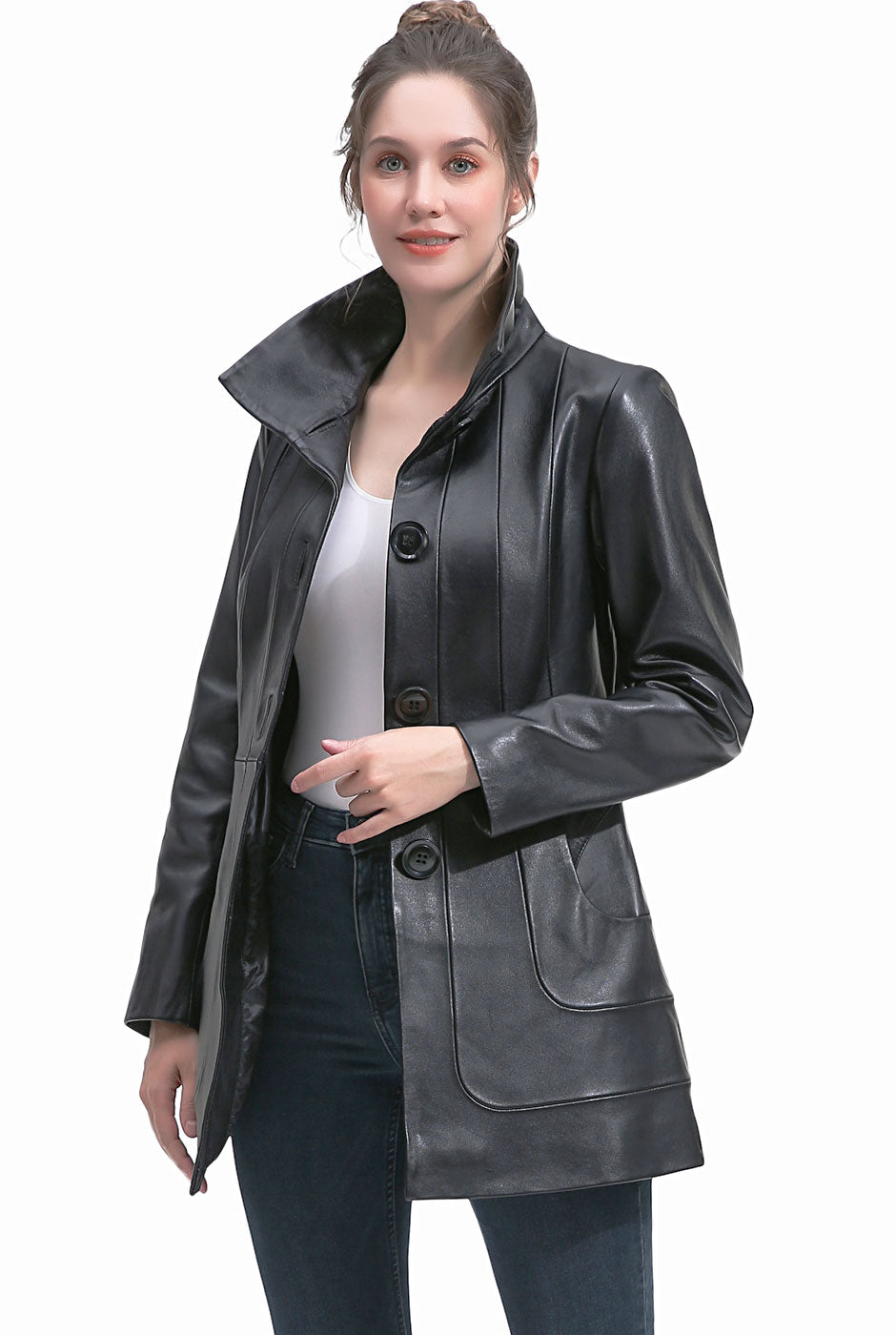 BGSD Women Erika Lambskin Leather Coat – Luxury Lane