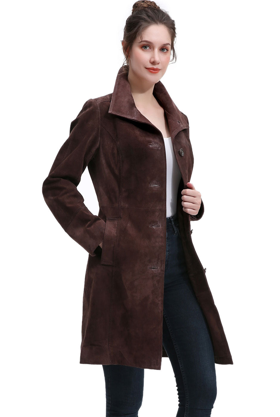 BGSD Women Janel Suede Leather Walking Coat