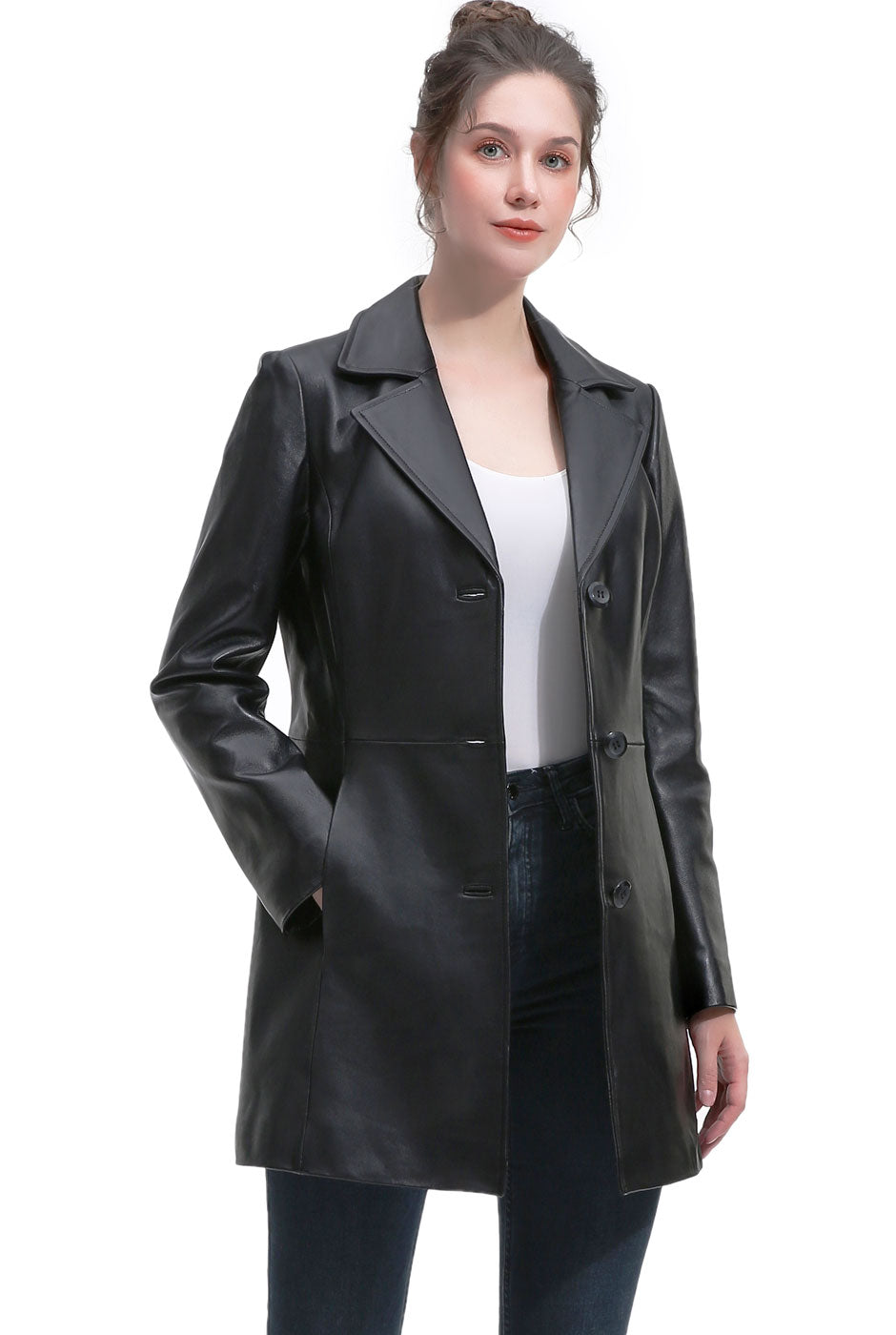 BGSD Women Danielle New Zealand Lambskin Leather Walking Coat