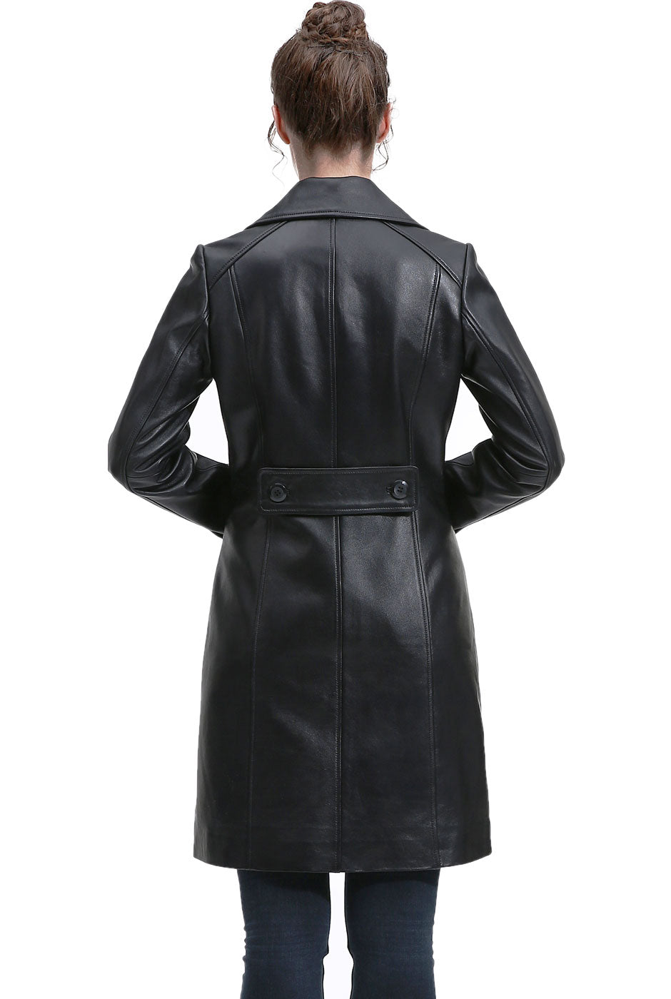 BGSD Women Maisy Lambskin Leather Long Coat