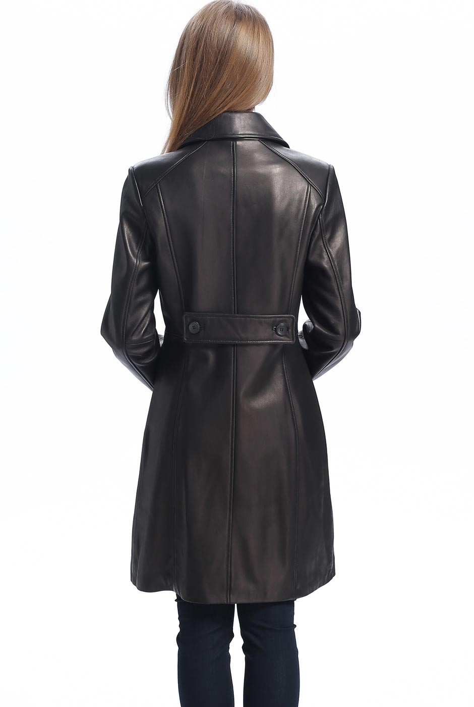 BGSD Women Amber Lambskin Leather Walking Coat