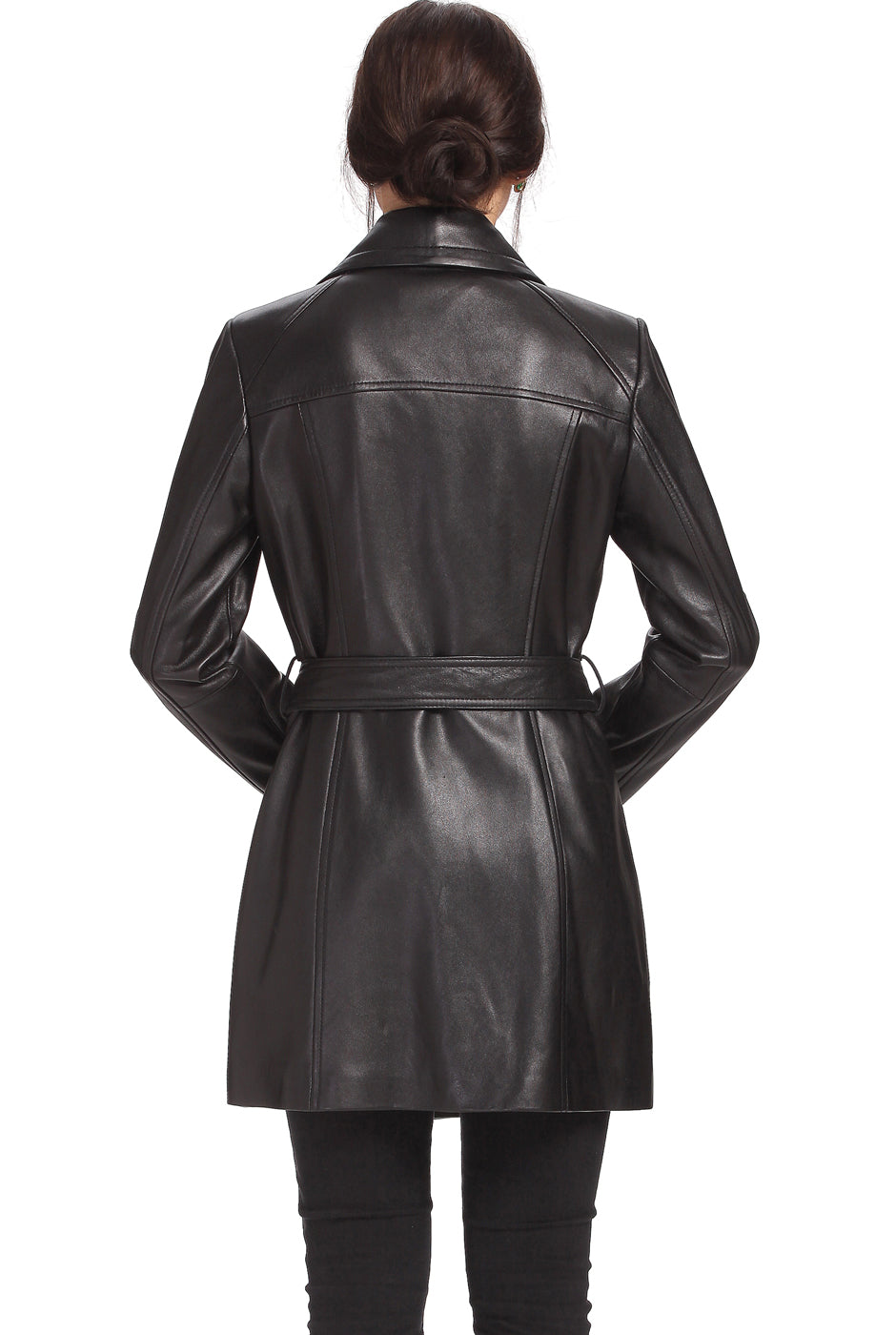 BGSD Women Fiona Lambskin Leather Trench Coat