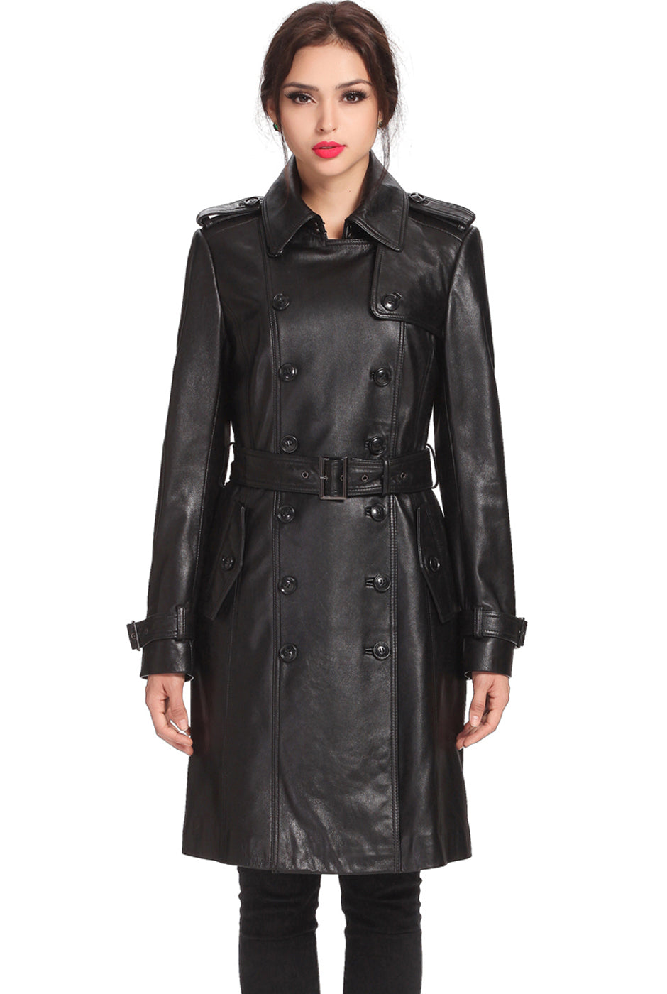 BGSD Women Nadine Lambskin Leather Trench Coat