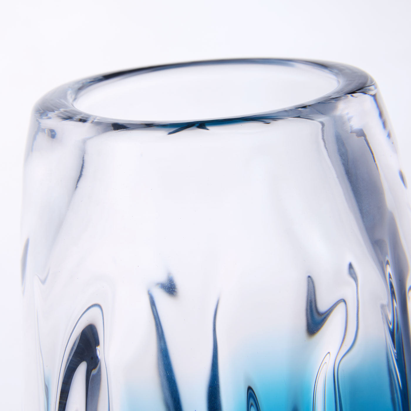 Hand Blown Laine Art Glass Vase - Blue Ombre 10-12.5 inch tall