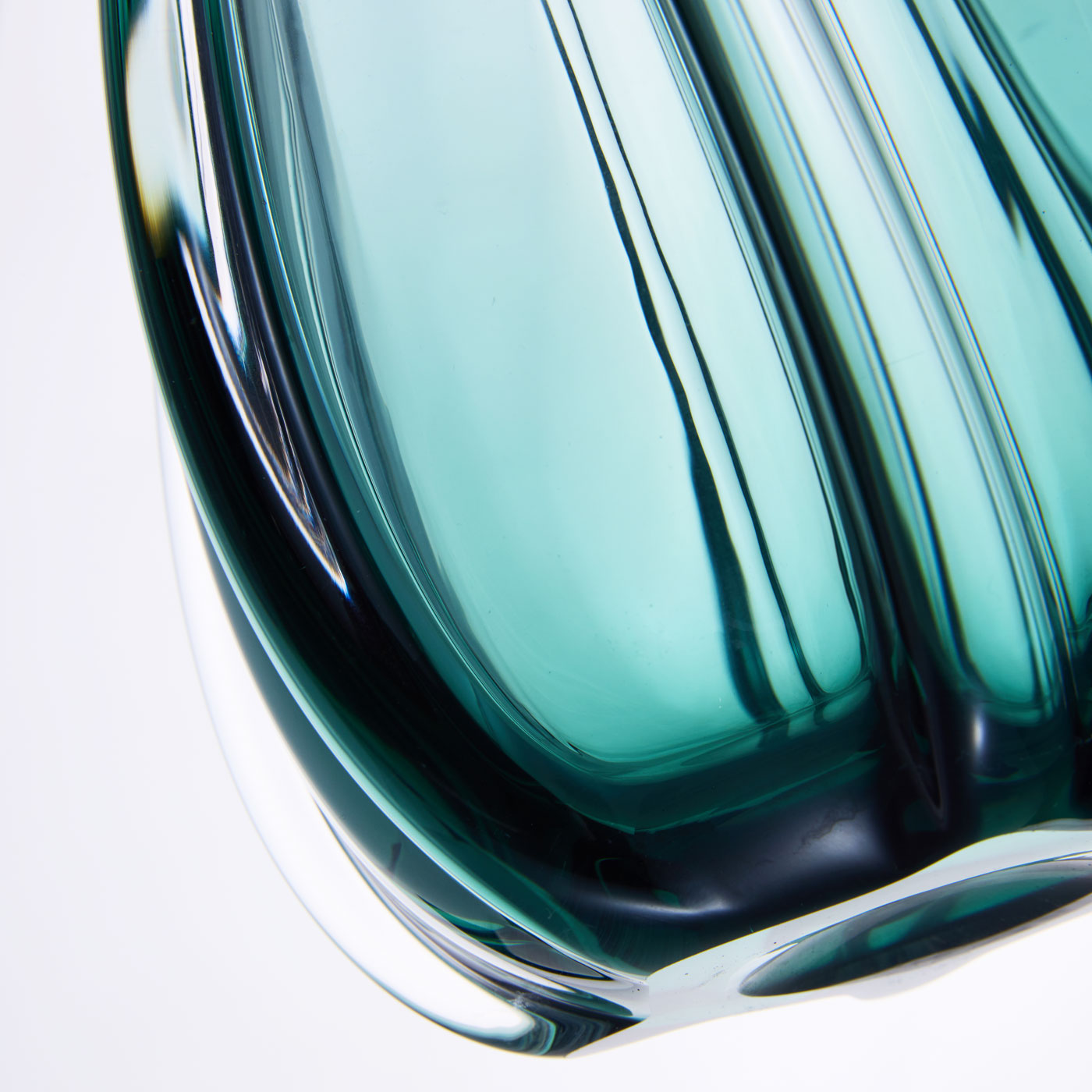 Hand Blown Laine Art Glass Vase - Forest Green Ombre 10-12.5 inch tall